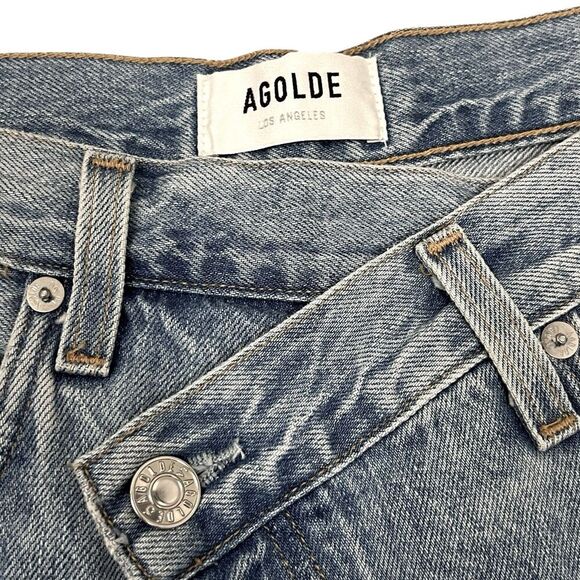 AGOLDE Criss Cross Crossover Suburbia High Rise Denim Straight Leg Jeans Size 25 - Picture 9 of 12